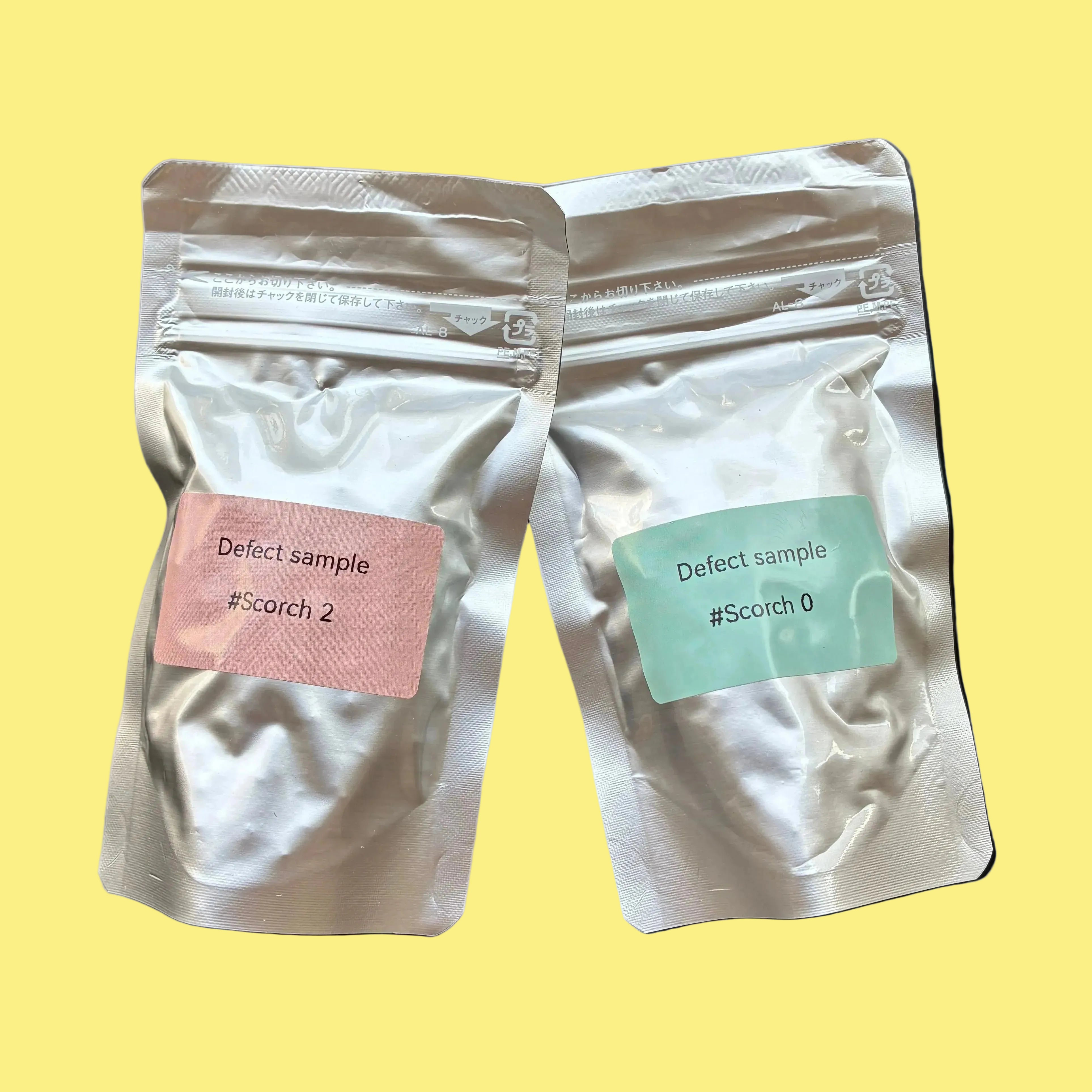 Defect sample set for scorch